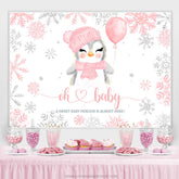 Rosa Schneebedeckt Winter Mit Taube Babydusche Hintergrund
